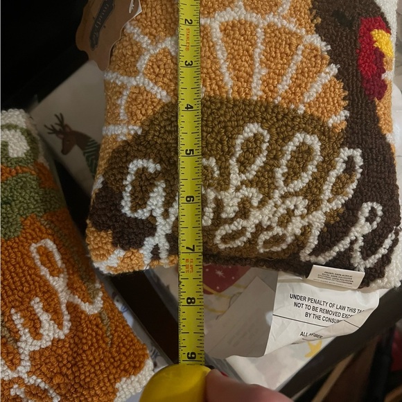 Mud Pie Gobble Turkey Pillow - Brown, Cream, and Red - Picture 7 of 7
